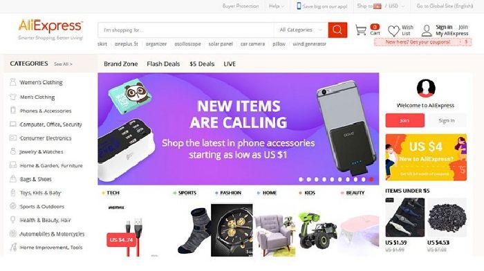 Trang thương mại điện tử Aliexpress.com