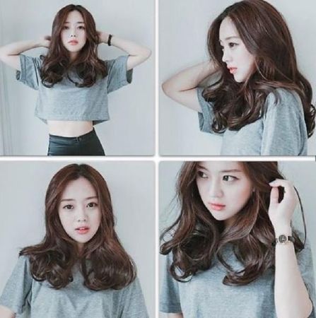 Tóc ngang vai xoăn sóng nước