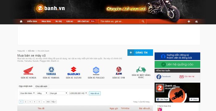 website chuyên mua bán xe máy cũ lớn nhất hiện nay