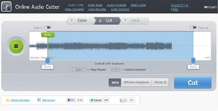 Phần mềm cắt ghép nhạc chuyên nghiệp Online MP3 Cutter