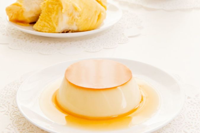 Bánh flan sầu riêng