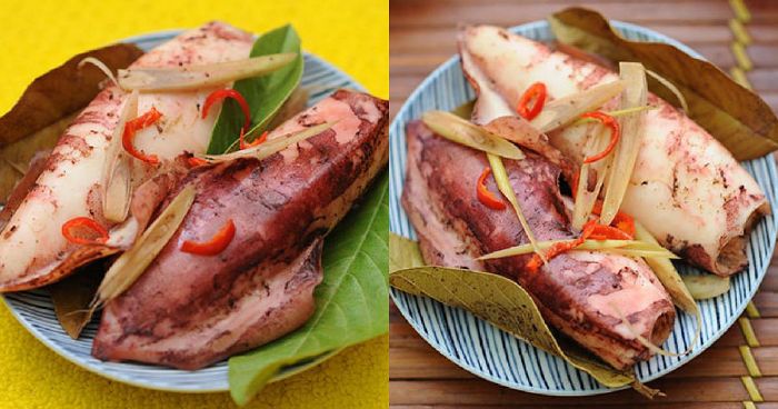 Mực hấp lá ổi