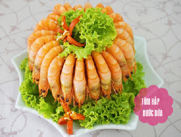 Tôm hấp nước dừa