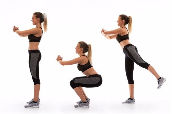 Bài tập Squat đá chân sau