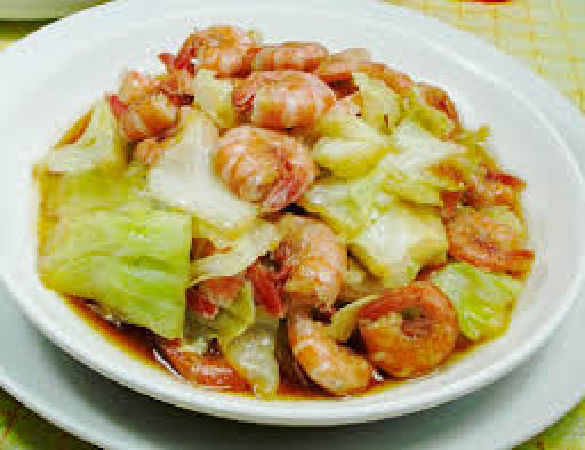Bắp cải xào tôm