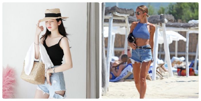 Áo hai dây hay áo croptop với jeans short