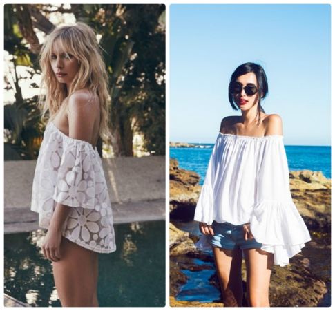 Áo trễ vai với quần short