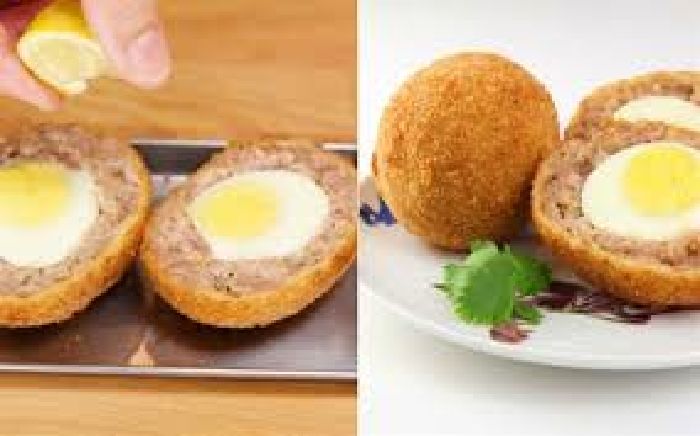 Trứng bọc thịt chiên giòn