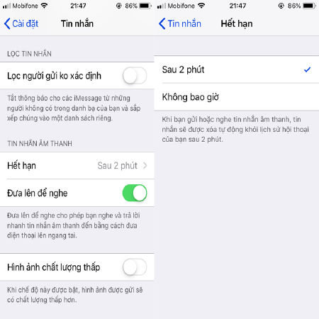 Gửi tin nhắn và video tự hủy