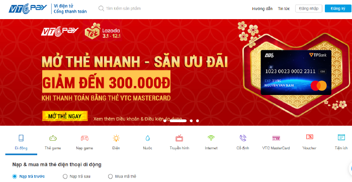 Website mua thẻ điện thoại Vtcpay.vn