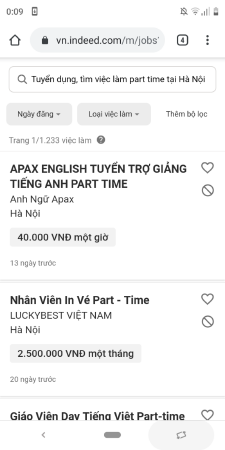 Đối với các thành phố lớn như Hà Nội, TPHCM: Các trang tuyển dụng thường gặp