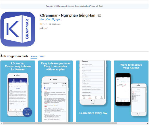 kGrammar - Ngữ pháp tiếng Hàn thực dụng