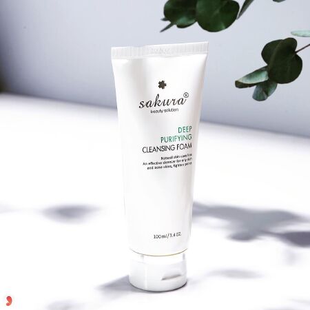 Sữa rửa mặt Sakura Deep Purifying Cleansing Foam cho da dầu, hỗn hợp thiên dầu