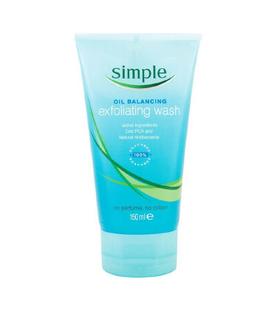 Sữa rửa mặt Simple Clear Skin Oil Balancing Exfoliating Wash do da dầu, hỗn hợp thiên dầu