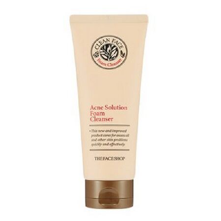 Sữa rửa mặt The Face Shop Clean Face Acne Solution Foam Cleansing cho da dầu, hỗn hợp dầu