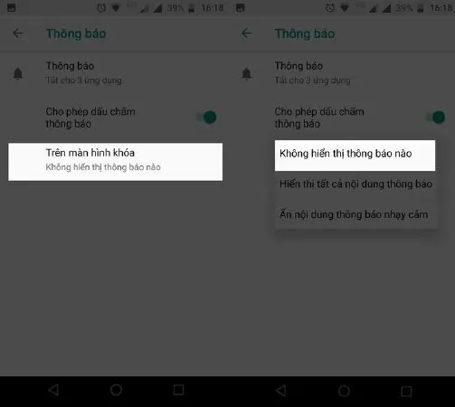 Ẩn nội dung màn hình khóa
