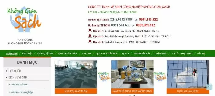 Địa chỉ công ty vệ sinh công nghiệp tại Tp HCM - Không Gian Sạch