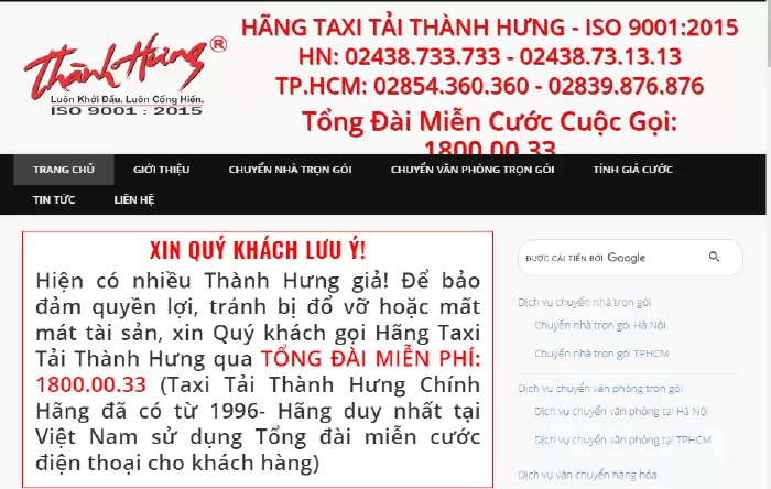 Công ty chuyển nhà trọn gói tại Tp HCM - Thành Hưng