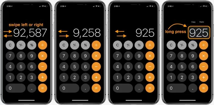 Tính năng vuốt một số trong Máy tính trên iPhone