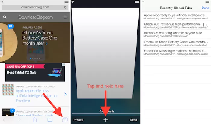 Tính năng khôi phục tab Safari đã đóng trên iPhone