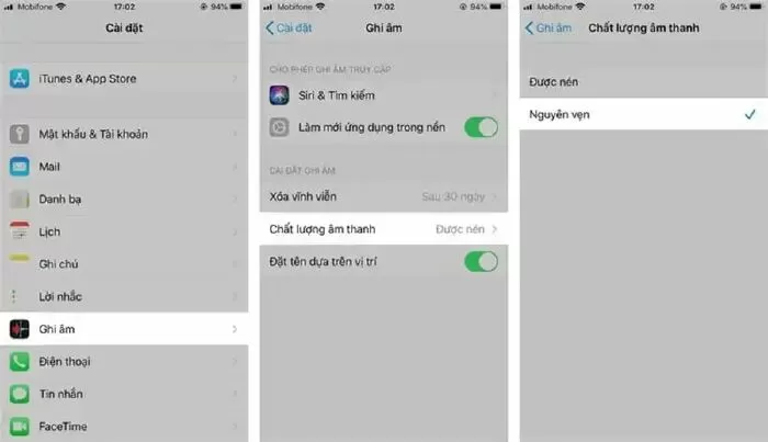 Tính năng chỉnh chất lượng ghi âm lên LossLess trên iPhone