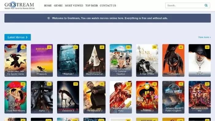 Trang web xem phim online miễn phí: GoStream