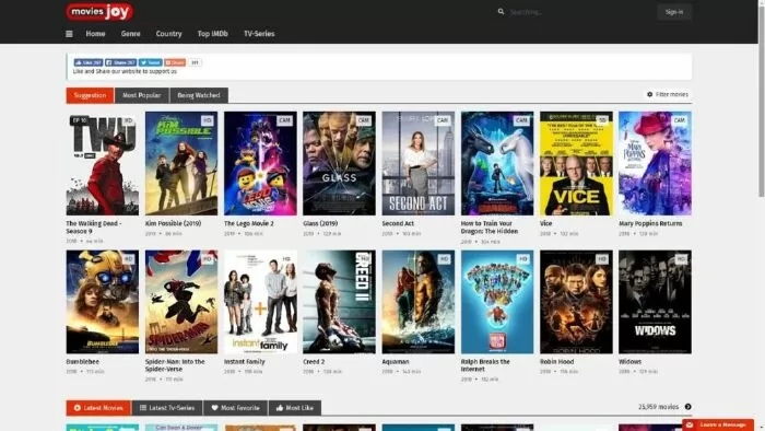 Trang web xem phim online miễn phí: MoviesJoy