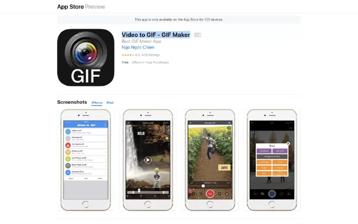 Ứng dụng tạo tập tin GIF: Video to GIF