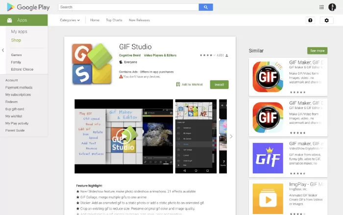 Ứng dụng tạo tập tin GIF: GIF Studio