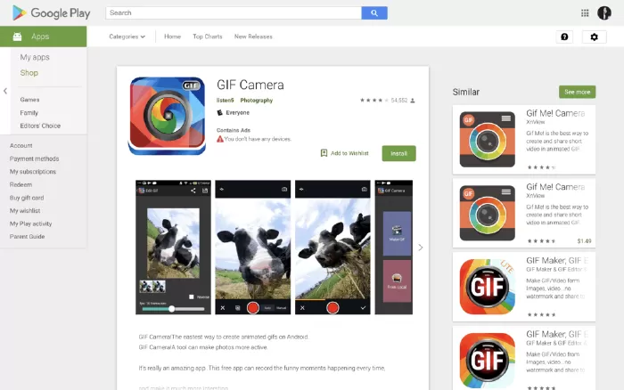 Ứng dụng tạo tập tin GIF: GIF Camera