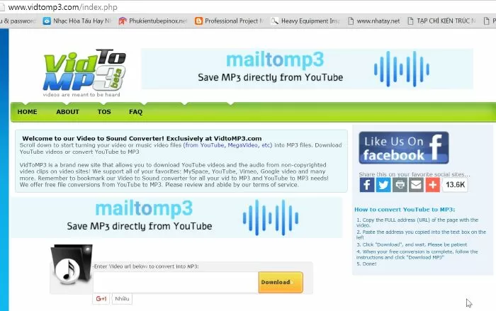 Phần mềm, website chuyển đổi video sang mp3: VidToMP3