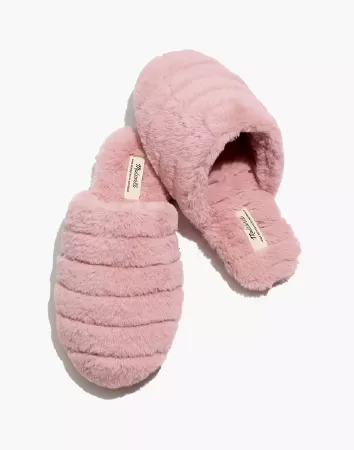 Dép đi trong nhà Madewell Quilted Scuff Slippers in Recycled Faux Fur