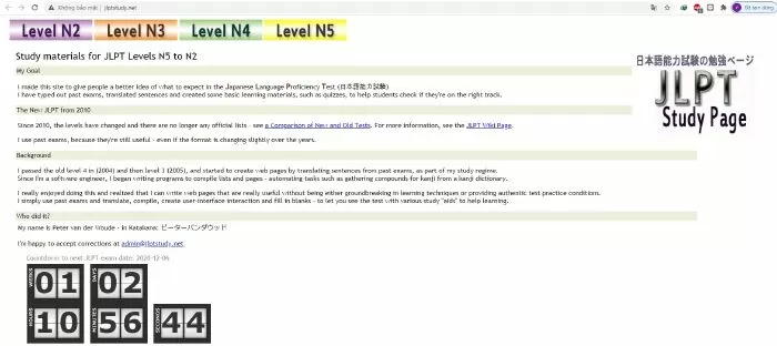 Website học tiếng Nhật tốt nhất: JLPT Study Page