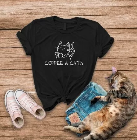 Món quà độc đáo nhất cho người yêu cà phê: Áo thun Coffee And Cats