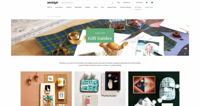 Website mua sắm tốt nhất cho mùa lễ tết: Society6