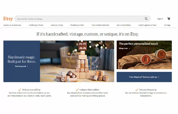 Website mua sắm tốt nhất cho mùa lễ tết: Etsy