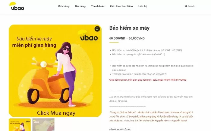 Website bán bảo hiểm xe máy dễ mua nhất: onlinebaohiem.com