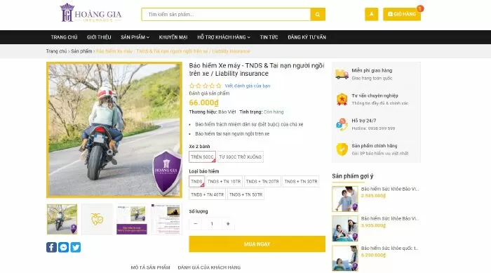 Website bán bảo hiểm xe máy dễ mua nhất: baohiemhoanggia.vn