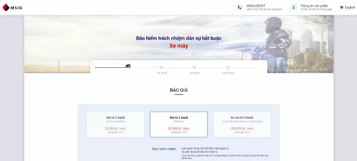 Website bán bảo hiểm xe máy dễ mua nhất: tructuyen.msig.com.vn