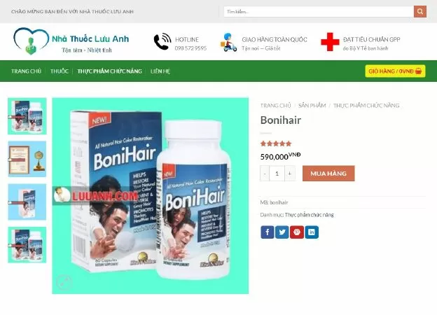 Website bán viên uống mọc tóc Bonihair: luuanh.com
