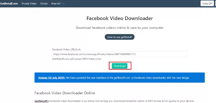 Trình tải video facebook tốt nhất: getfbstuff.com