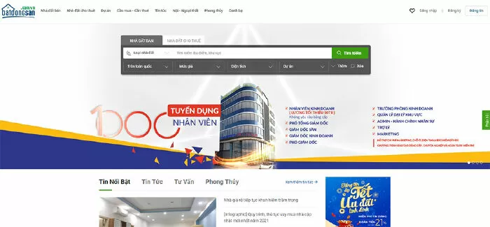 Website tìm nhà trọ Batdongsan.com.vn