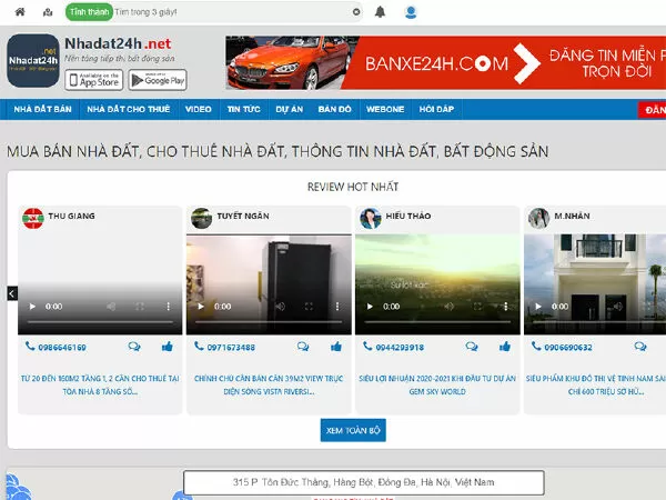 Website tìm nhà trọ Nhadat24h.net