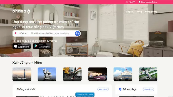 Website tìm nhà trọ Ohanaliving.vn