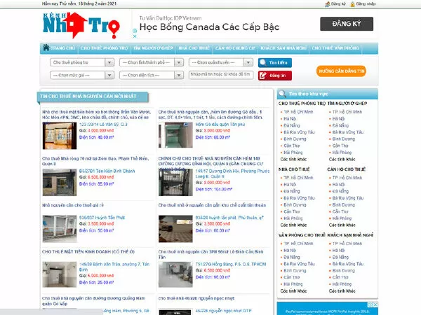 Website tìm nhà trọ Kenhnhatro.com