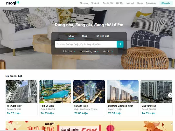 Website tìm nhà trọ Mogi.vn