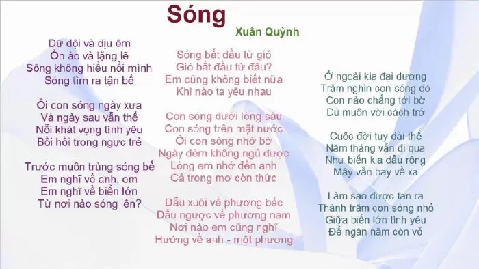 Bài văn phân tích Sóng của Xuân Quỳnh số 2