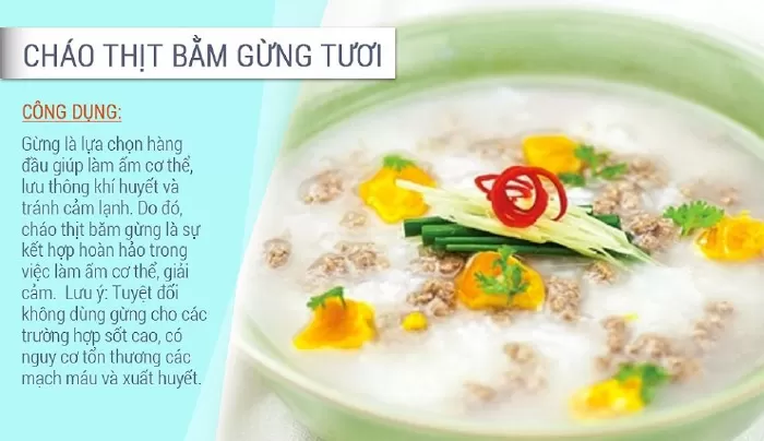 Cháo thịt bằm gừng tươi