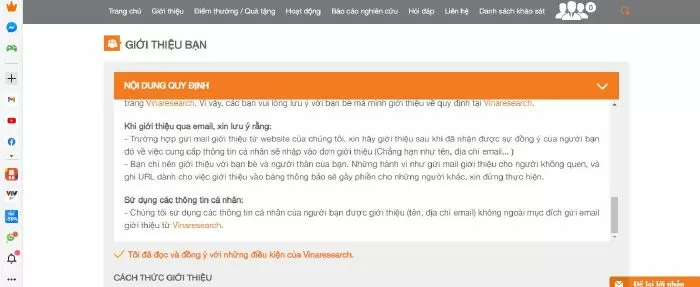Trang web khảo sát Vinaresearch