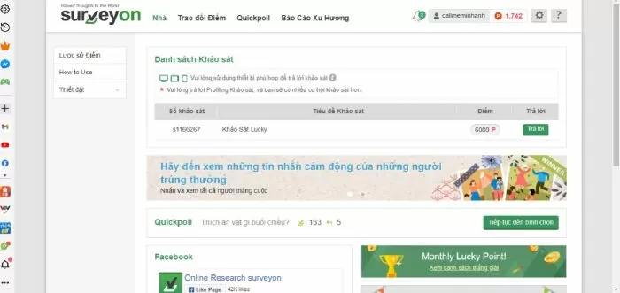 Trang web khảo sát Surveyon